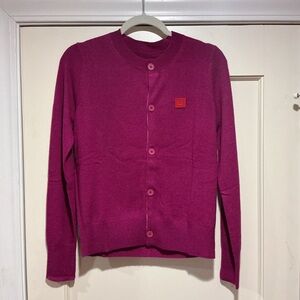 NWOT Acne Studios Dark Pink Wool Cardigan Sweater, Size M/L